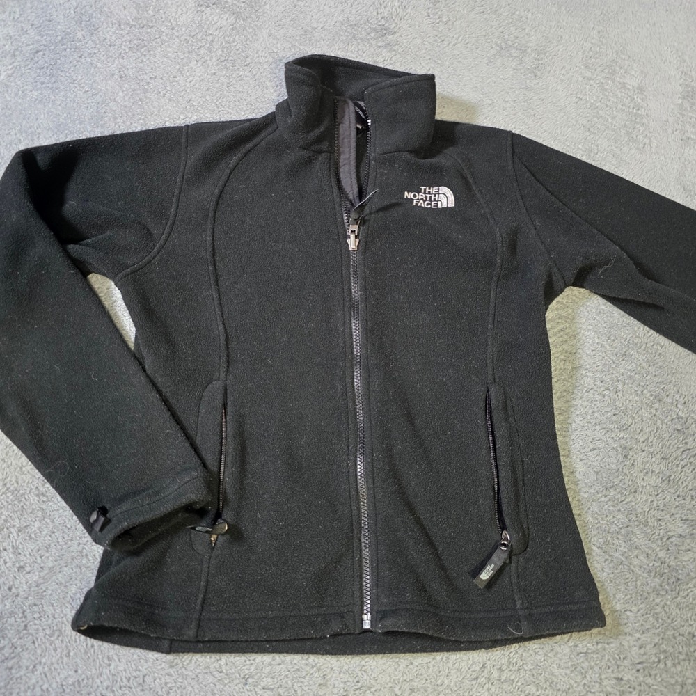 The North Face Womens XS Fleece Jacket Black Full Zip Mock Neck Activewear